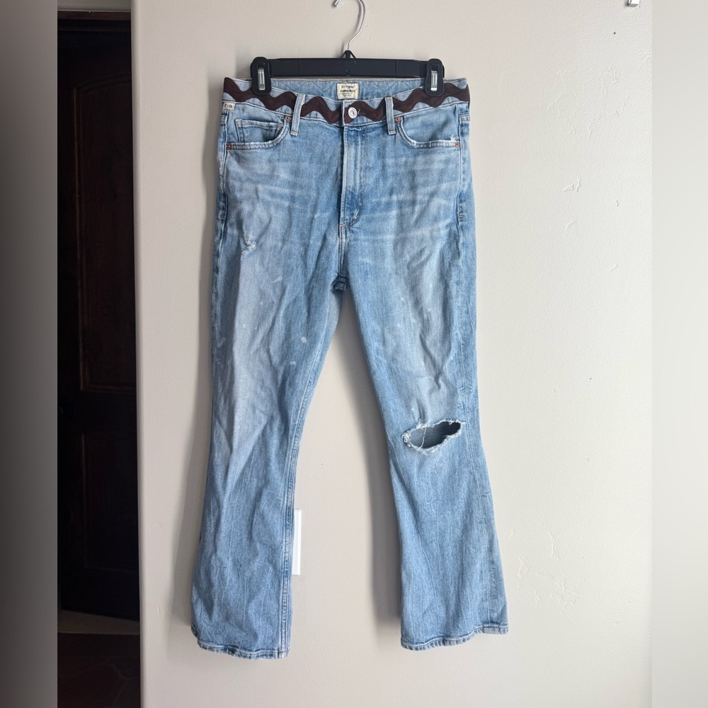 Citizens of Humanity Demy Crop Flare Jeans 28 Light Wash Distressed Vintage Y2K